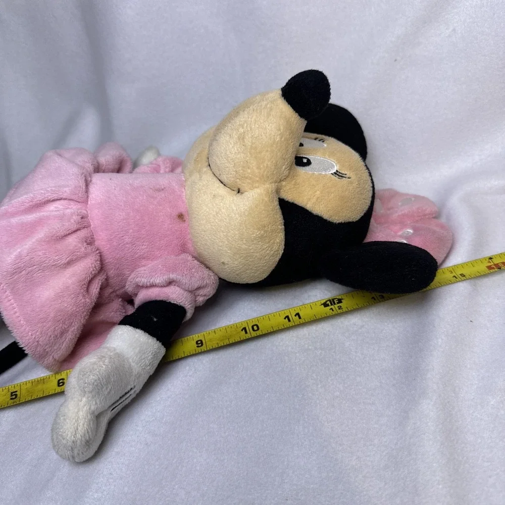 Disney Baby Minnie Mouse Plush Doll Rattle Baby‎ Infant Toy Polka Dot Ribbon 15